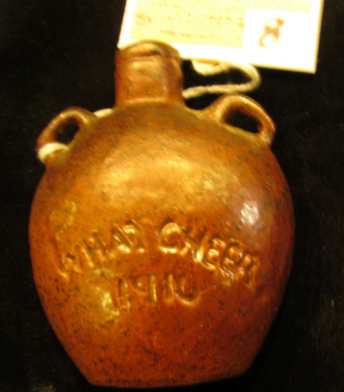 Stoneware Miniature U.S. Civil War Campaign Flask "U.S.", "What Cheer 1916", from the famous, but no