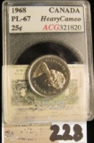 1968 Canada Quarter, ACG slabbed PL-67 heavy cameo.