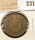 1872 Newfoundland One Cent, Fine.