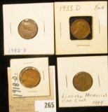 1918 D, 32 D, 33 D,  34 P Lincoln Cents.
