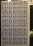 Partial Mint Sheet of 11c James K. Polk Presidential Issue U.S.A. Stamps, Scott # 816, mint, unused.