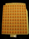 Mint Sheet of 200 Mark carmine stamps with 2 Millionen Mark black overprint from 1923 era Germany. N