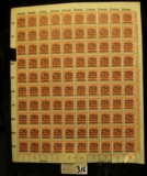 Mint Sheet of 500 Mark carmine stamps with 250 Thousand Mark black overprint from 1923 era Germany.