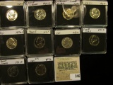 (10) Jefferson Nickels in hard plastic cases dating 1969 D-72 P and includes both BU and Proof speci