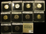 (10) Jefferson Nickels in hard plastic cases dating 1979-83 and includes both BU and Proof specimens