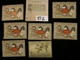 1945 RW # 12 One Dollar Federal Migratory Waterfowl Stamp, signed; & (5) 1981 RW 48 $7.50 Federal Mi