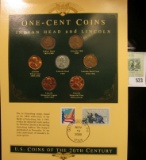 U.S. Coins of the 20th Century One-Cent Coins Indian Head and Lincoln, postmarked at Gettysburg, Pa.