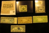 (6) early U.S. Airmail Stamps including a Scott # C5 16c Air Service Emblem Mint O.G., not hinged. C