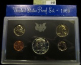 1969 S U.S. Silver Proof Set, Original as issued.