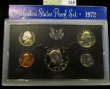 1972 S U.S. Proof Set, Original as issued. A nice attractive set with all coins exhibiting Cameo Fro