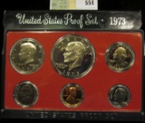 1973 S U.S. Proof Set, Original as issued. A nice attractive set with all coins exhibiting Cameo Fro