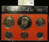 1977 S U.S. Proof Set, Original as issued. A nice attractive set with all coins exhibiting Cameo Fro