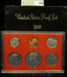 1980 S U.S. Proof Set, Original as issued. A nice attractive set with all coins exhibiting Cameo Fro