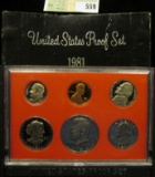 1981 S U.S. Proof Set, Original as issued. A nice attractive set with all coins exhibiting Cameo Fro