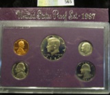 1987 S U.S. Proof Set, Original as issued. A nice attractive set with all coins exhibiting Cameo Fro