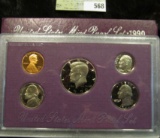 1990 S U.S. Proof Set, Original as issued. A nice attractive set with all coins exhibiting Cameo Fro