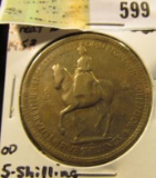 1953 Great Britain Five Shilling Equestrian design with Queen Elizabeth mounted on a Horse.