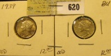 1939 P & D Mercury Dimes. Both high grades.
