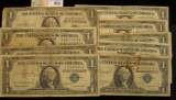 Series 1935A, D, E, F, G, H 1957, 57A, & B U.S. One Dollar Silver Certificates. (9 pcs.)