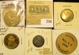 2008 Des Moiines Coin Club Show Wooden Nickel; 1981 Great Britain 50 Pence; 1943 P Steel Cent; 1 She