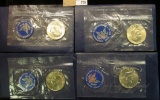(4) 1972 S Eisenhower Silver Dollars in orginal blue packs of issue.