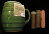 Green Stoneware Mug, age checkered glazing. 