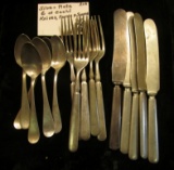 (5) each Knives, Forks, and Spoon Silverware. All Silver plate. Ideal for making jewelry.