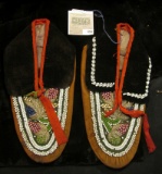 Pair of Beaded Leather and felt Moccasins. Doc valued at $580 in his collection.