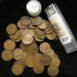Solid date roll of 1930 D Wheat Cents, circulated.