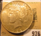 1922 S U.S. Peace Silver Dollar, nice High Grade.