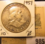 1951 P Franklin Half Dollar, high grade.