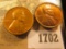 1702 _ Pair of 1937 S Lincoln Cents, Brilliant Red Uncirculated.