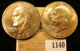 1140 _ 1972 S & 74 S Gem BU Eisenhower Silver Dollars.
