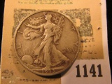 1141 _ 1933 S Walking Liberty Half Dollar, VF.