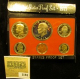 1194 _ 1977 S U.S. Proof Set, Original as issued. A nice attractive set with all coins exhibiting Ca
