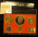 1195 _ 1978 S U.S. Proof Set, Original as issued. A nice attractive set with all coins exhibiting Ca