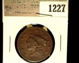 1227 _ 1837 U.S. Large Cent, Very Good,