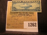 1262 _ USA 1930 era $2.60 Graf Zeppelin stamp, Blue; (SCOTT # C-15), light hinge, mint uncancelled.