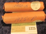 1275 _ 1925 P & 50 S Solid Date Rolls of Lincoln Cents. Circulated. (2 rolls).
