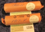 1289 _ 1917 P & 50 S Solid Date Rolls of Lincoln Cents. Circulated. (2 rolls).