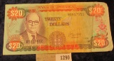1290 _ 1.10.79 $20 Bank of Jamaica Bank note, VF.