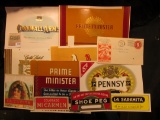 1342 _ (10) different Mint condition early 1900 Cigar Box labels & a 1914 Post marked 