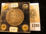 1390 _ 1876 P Seated Liberty Half Dollar, a nice coin displayed in a Capital holder.