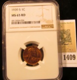 1409 _ 1939S Lincoln Cent NGC Slabbed MS65 Red.