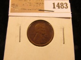 1483 _ 1909 P VDB Lincoln Cent, Brown Almost Uncirculated.