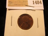 1484 _ 1909 P VDB Lincoln Cent, Brown Almost Uncirculated.