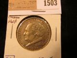 1503 _ 1936 Bridgeport Commemorative Half Dollar, EF. Very low mintage of only 25,015 pieces ever ma