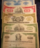 1579 _ (5) Different Stock Certificates: 