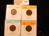 1631 _ 1909 P, 27S, 28P & D Lincoln Cents, all Grading EF.