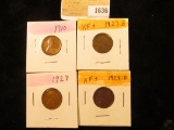 1636 _ 1910P, 27S, 28P & D Lincoln Cents, all Grading EF-AU.